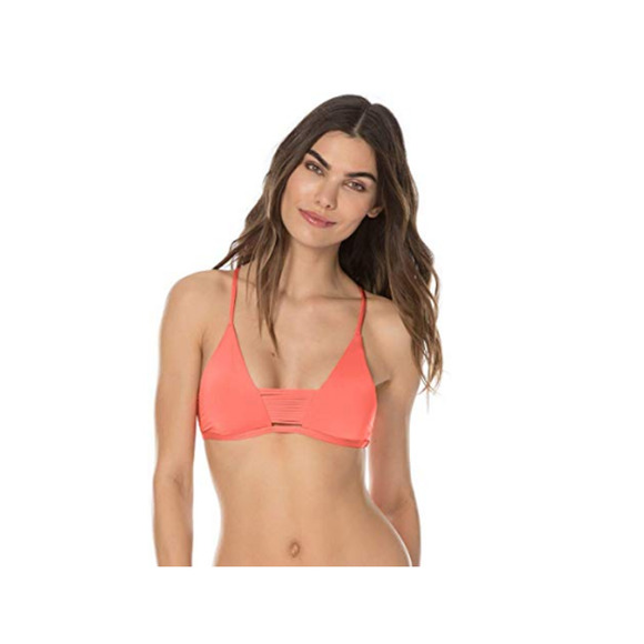 Isabella Rose Solids Multi-String Racerback Bralette Bikini Coral Size L - Picture 1 of 2